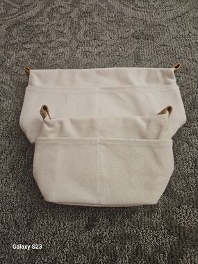 2 Canvas Inner Bag Zipper Clutch Bag Multifunctional Cosmetic Bag, Beige